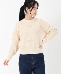 STRAWBERRY-FIELDS（ストロベリーフィールズ）の「ポーツポリー_リボンメッシュ編ニット（ニット/セーター）」