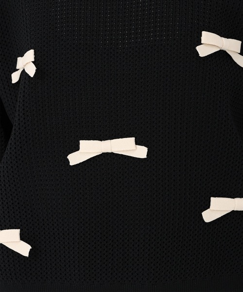 STRAWBERRY-FIELDS（ストロベリーフィールズ）の「ポーツポリー_リボンメッシュ編ニット（ニット/セーター・レディース・キナリ/ブラック×ホワイト・2）」の9枚目の写真
