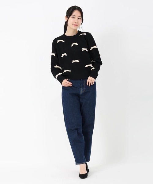 STRAWBERRY-FIELDS（ストロベリーフィールズ）の「ポーツポリー_リボンメッシュ編ニット（ニット/セーター・レディース・キナリ/ブラック×ホワイト・2）」の8枚目の写真