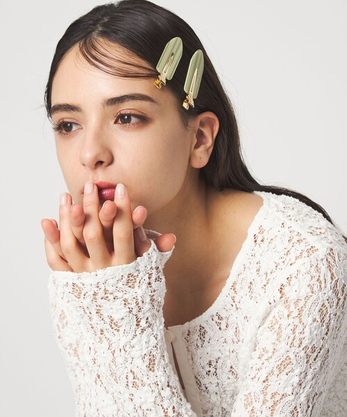 PEIGNEE＞ ヘアクリップ / PAIR（バレッタ/ヘアクリップ）｜green