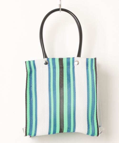LILA&FLEUR(リラアンドフルール)の「Small Box Tote Bag(トートバッグ・レディース・グリーン×オレンジ/ブルー系/マルチ/イエロー系/ホワイト×グリーン/ホワイト×ネイビー・SMALL)」の8枚目の写真