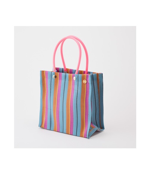 LILA&FLEUR(リラアンドフルール)の「Small Box Tote Bag(トートバッグ・レディース・グリーン×オレンジ/ブルー系/マルチ/イエロー系/ホワイト×グリーン/ホワイト×ネイビー・SMALL)」の6枚目の写真