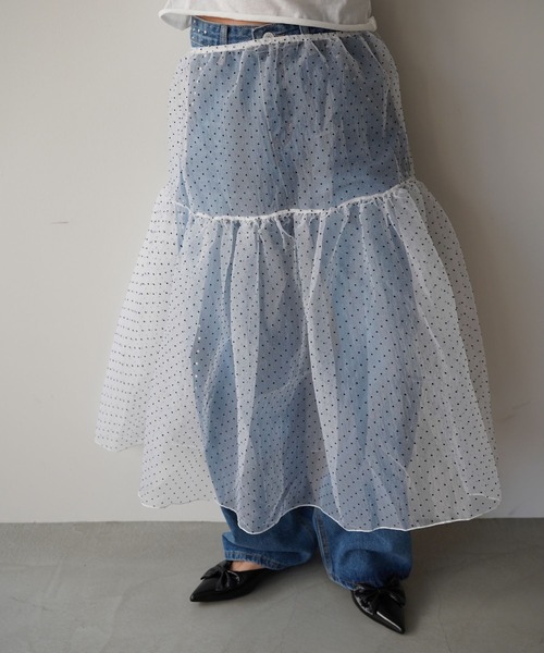 SANSeLF（サンセルフ）の「【SANSeLF】ドットシアースカート saw26s013（スカート・レディース・ブラック/ホワイト・FREE）」の5枚目の写真