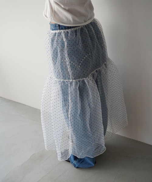 SANSeLF（サンセルフ）の「【SANSeLF】ドットシアースカート saw26s013（スカート・レディース・ブラック/ホワイト・FREE）」の6枚目の写真
