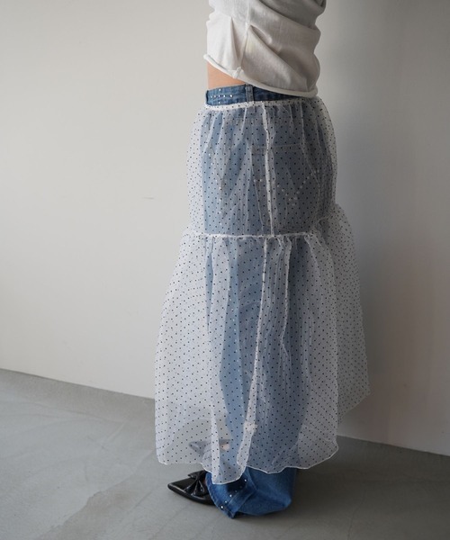 SANSeLF（サンセルフ）の「【SANSeLF】ドットシアースカート saw26s013（スカート・レディース・ブラック/ホワイト・FREE）」の7枚目の写真