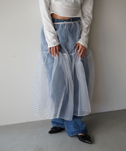 SANSeLF（サンセルフ）の「【SANSeLF】ドットシアースカート saw26s013（スカート・レディース・ブラック/ホワイト・FREE）」の8枚目の写真