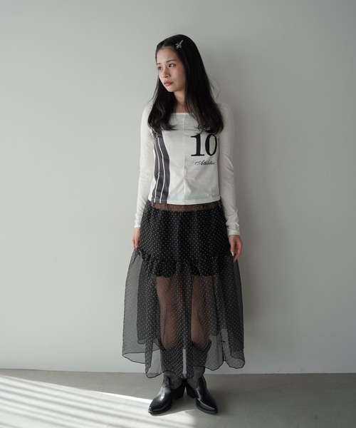 SANSeLF（サンセルフ）の「【SANSeLF】ドットシアースカート saw26s013（スカート・レディース・ブラック/ホワイト・FREE）」の18枚目の写真