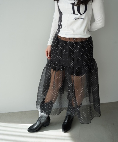 SANSeLF（サンセルフ）の「【SANSeLF】ドットシアースカート saw26s013（スカート・レディース・ブラック/ホワイト・FREE）」の20枚目の写真