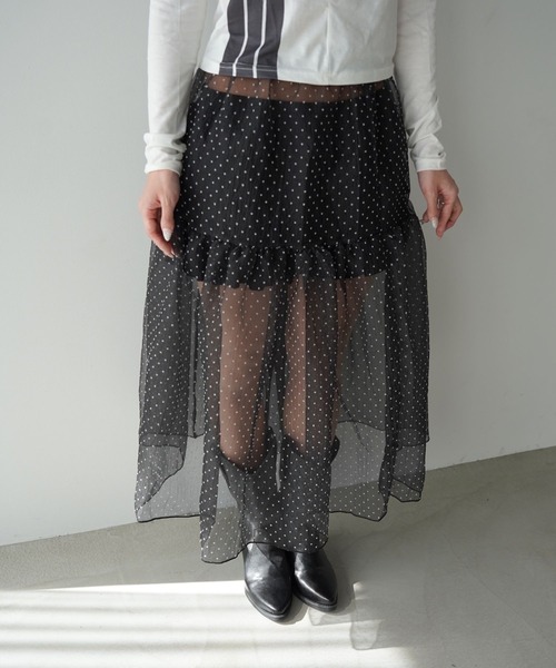 SANSeLF（サンセルフ）の「【SANSeLF】ドットシアースカート saw26s013（スカート・レディース・ブラック/ホワイト・FREE）」の21枚目の写真