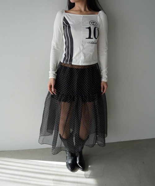SANSeLF（サンセルフ）の「【SANSeLF】ドットシアースカート saw26s013（スカート・レディース・ブラック/ホワイト・FREE）」の22枚目の写真