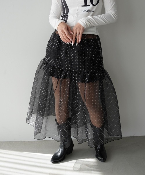 SANSeLF（サンセルフ）の「【SANSeLF】ドットシアースカート saw26s013（スカート・レディース・ブラック/ホワイト・FREE）」の19枚目の写真
