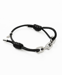 ACHA（アチャ）の「サージカルステンレススチールオーバルリング＆ロープレイヤードブレスレット_ブラック（ブレスレット）」