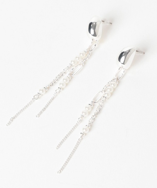HARE(ハレ)の「パールミックスチェーンピアス(HARE)(ピアス(両耳用)・レディース・シルバー・FREE)」の3枚目の写真