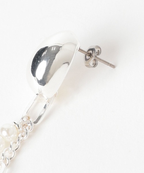 HARE(ハレ)の「パールミックスチェーンピアス(HARE)(ピアス(両耳用)・レディース・シルバー・FREE)」の6枚目の写真