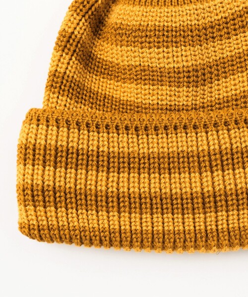 LEUCHTFEUER（ロイフトフォイヤー）の「【別注】LEUCHTFEUER / 2トーン ボーダー ワッチキャップ（ニットキャップ/ビーニー・レディース・イエロー/パープル・ONE SIZE）」の6枚目の写真