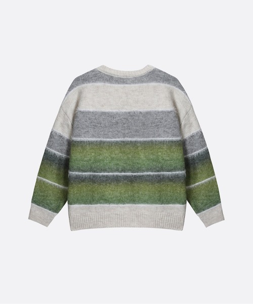 U:UME(ユーム)の「Fluffy Stripe Colored Sweater(ニット/セーター・メンズ・グリーン・FREE)」の2枚目の写真