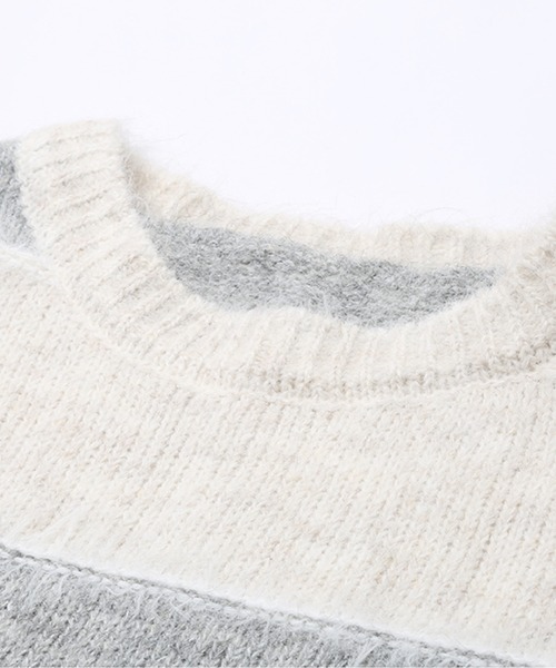 U:UME(ユーム)の「Fluffy Stripe Colored Sweater(ニット/セーター・メンズ・グリーン・FREE)」の3枚目の写真
