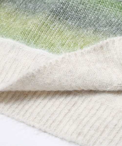 U:UME(ユーム)の「Fluffy Stripe Colored Sweater(ニット/セーター・メンズ・グリーン・FREE)」の5枚目の写真