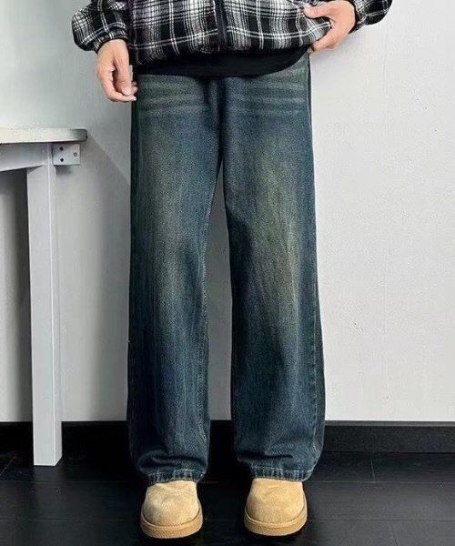 SHEPP(シープ)の「【26年春新作】極太ワイド ケミカルウォッシュ ルーズバギーデニム(デニムパンツ・メンズ・ブラック系その他/ブラック/インディゴブルー・L/M)」の3枚目の写真