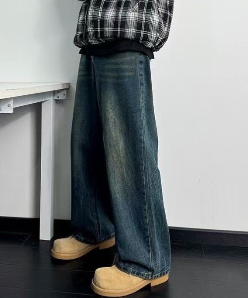 SHEPP(シープ)の「【26年春新作】極太ワイド ケミカルウォッシュ ルーズバギーデニム(デニムパンツ・メンズ・ブラック系その他/ブラック/インディゴブルー・L/M)」の14枚目の写真