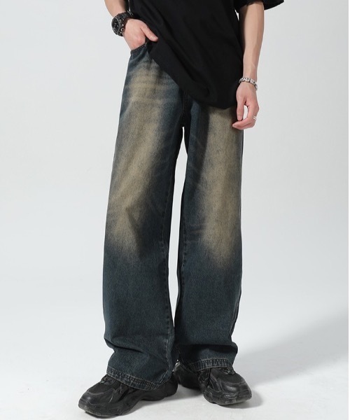 SHEPP(シープ)の「【26年春新作】極太ワイド ケミカルウォッシュ ルーズバギーデニム(デニムパンツ・メンズ・ブラック系その他/ブラック/インディゴブルー・L/M)」の12枚目の写真