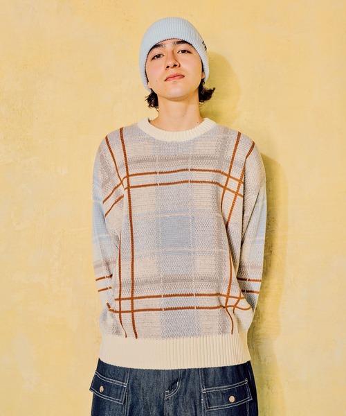 niko and...(ニコアンド)の「チェック柄ニットプルオーバー(ニット/セーター・メンズ・ライトブルー/ベージュ・MEDIUM/LARGE)」の2枚目の写真