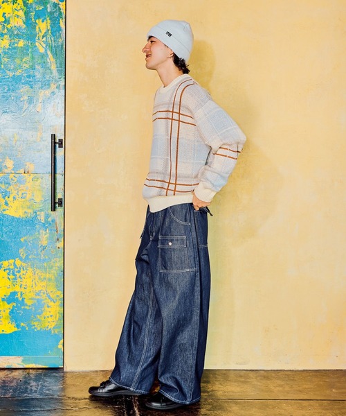 niko and...(ニコアンド)の「チェック柄ニットプルオーバー(ニット/セーター・メンズ・ライトブルー/ベージュ・MEDIUM/LARGE)」の8枚目の写真