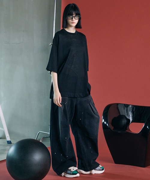 MAISON SPECIAL(メゾンスペシャル)の「《UNISEX》3D Cut Prime-Wide Gathered Denim Pants/3Dカットプライムワイドギャザーデニムパンツ【MAISON SPECIAL/メゾンスペシャル】(デニムパンツ・メンズ・グレー/ブラック・0/1/2)」の18枚目の写真