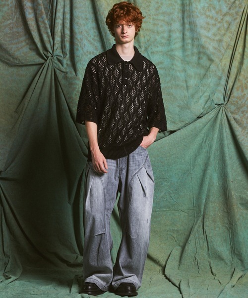 MAISON SPECIAL(メゾンスペシャル)の「《UNISEX》3D Cut Prime-Wide Gathered Denim Pants/3Dカットプライムワイドギャザーデニムパンツ【MAISON SPECIAL/メゾンスペシャル】(デニムパンツ・メンズ・グレー/ブラック・0/1/2)」の14枚目の写真