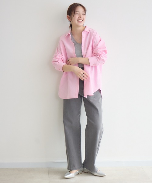 meeny miny（ミーニーマイニー）の「【meeny miny】CAT & BAKES 9456『フランスパン』シャツ（シャツ/ブラウス・レディース・ブルー/ピンク/ホワイト・M-L/S-M）」の6枚目の写真