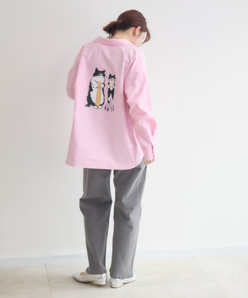 meeny miny（ミーニーマイニー）の「【meeny miny】CAT & BAKES 9456『フランスパン』シャツ（シャツ/ブラウス・レディース・ブルー/ピンク/ホワイト・M-L/S-M）」の7枚目の写真