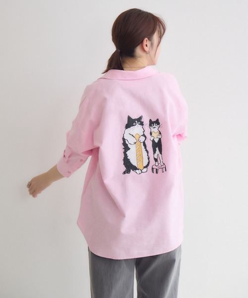 meeny miny（ミーニーマイニー）の「【meeny miny】CAT & BAKES 9456『フランスパン』シャツ（シャツ/ブラウス・レディース・ブルー/ピンク/ホワイト・M-L/S-M）」の12枚目の写真