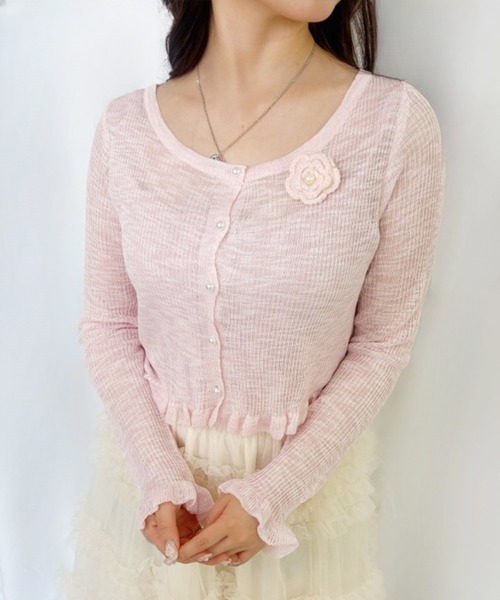frunco(フランコ)の「【ZOZOTOWN限定】パールボタンローズカーディガン(カーディガン/ボレロ・レディース・イエロー/ホワイト/ピンク/ブラック/ブルー・FREE)」の2枚目の写真