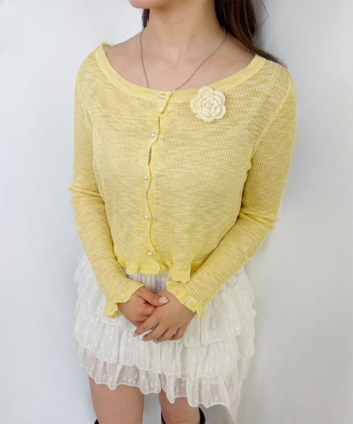 frunco(フランコ)の「【ZOZOTOWN限定】パールボタンローズカーディガン(カーディガン/ボレロ・レディース・イエロー/ホワイト/ピンク/ブラック/ブルー・FREE)」の5枚目の写真