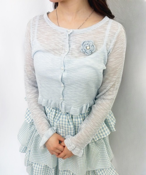 frunco(フランコ)の「【ZOZOTOWN限定】パールボタンローズカーディガン(カーディガン/ボレロ・レディース・イエロー/ホワイト/ピンク/ブラック/ブルー・FREE)」の4枚目の写真