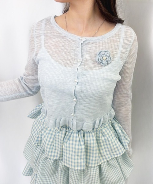 frunco(フランコ)の「【ZOZOTOWN限定】パールボタンローズカーディガン(カーディガン/ボレロ・レディース・イエロー/ホワイト/ピンク/ブラック/ブルー・FREE)」の7枚目の写真