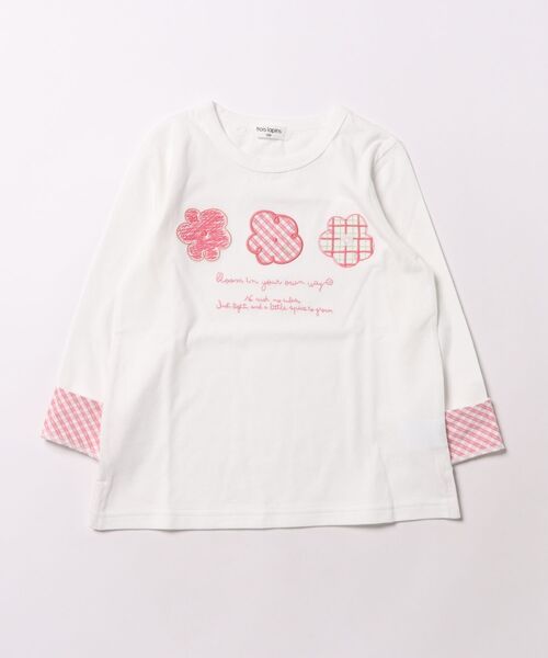 KP（ケーピー）の「【Trois Lapins】 フラワーモチーフ アップリケ 長袖Tシャツ（Tシャツ/カットソー・キッズ・オフホワイト/ネイビー・140cm/150cm/120cm/160cm）」の2枚目の写真