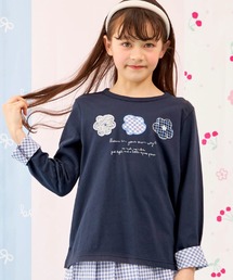 KP | 【Trois Lapins】 フラワーモチーフ アップリケ 長袖Tシャツ(Tシャツ/カットソー)