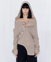 VIAVANDA（ヴィアヴァンダ）の「OPEN KNIT HOODED TOP（ニット/セーター）」
