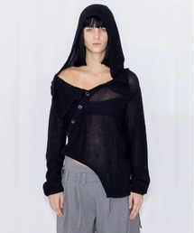 VIAVANDA（ヴィアヴァンダ）の「OPEN KNIT HOODED TOP（ニット/セーター）」