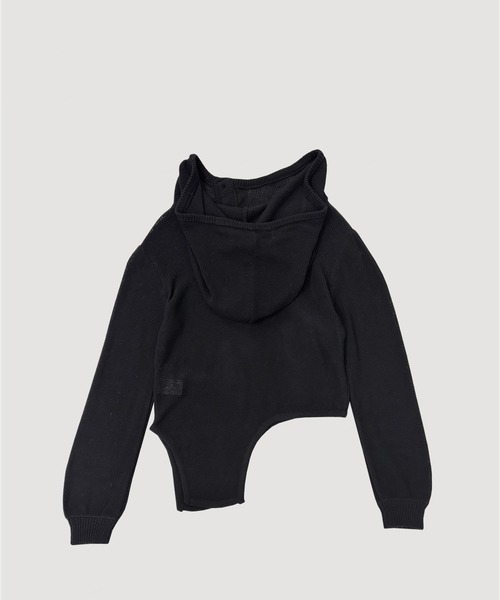 VIAVANDA(ヴィアヴァンダ)の「OPEN KNIT HOODED TOP(ニット/セーター・レディース・グレー/ブラック・FREE)」の19枚目の写真