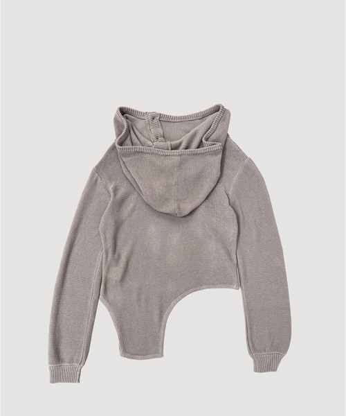 VIAVANDA(ヴィアヴァンダ)の「OPEN KNIT HOODED TOP(ニット/セーター・レディース・グレー/ブラック・FREE)」の10枚目の写真