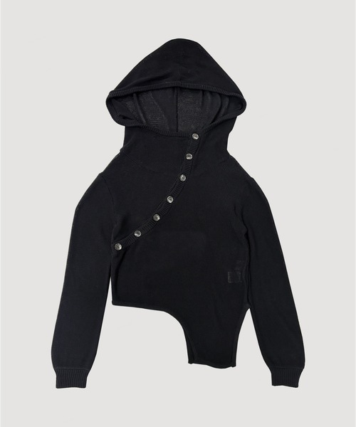 VIAVANDA(ヴィアヴァンダ)の「OPEN KNIT HOODED TOP(ニット/セーター・レディース・グレー/ブラック・FREE)」の18枚目の写真