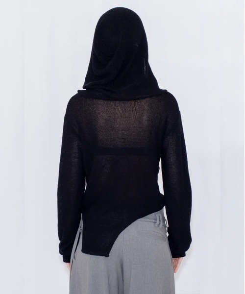 VIAVANDA(ヴィアヴァンダ)の「OPEN KNIT HOODED TOP(ニット/セーター・レディース・グレー/ブラック・FREE)」の13枚目の写真