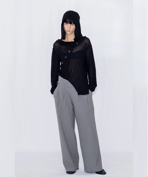VIAVANDA(ヴィアヴァンダ)の「OPEN KNIT HOODED TOP(ニット/セーター・レディース・グレー/ブラック・FREE)」の17枚目の写真