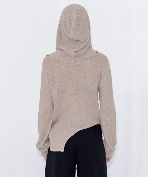 VIAVANDA(ヴィアヴァンダ)の「OPEN KNIT HOODED TOP(ニット/セーター・レディース・グレー/ブラック・FREE)」の6枚目の写真