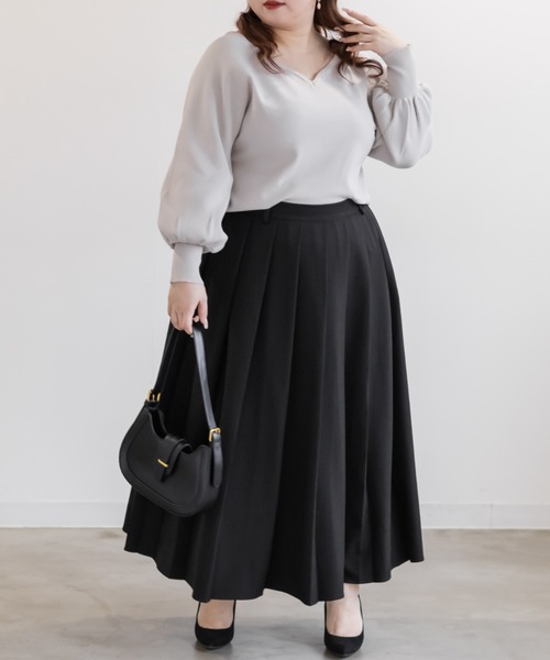 CLETTE(クレット)の「CLETTEオリジナルロングワイドプリーツスカート(スカート・レディース・ブラック/ベージュ/チャコールグレー・3L/LL/4L)」の6枚目の写真