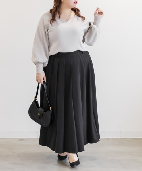 CLETTE(クレット)の「CLETTEオリジナルロングワイドプリーツスカート(スカート・レディース・ブラック/ベージュ/チャコールグレー・3L/LL/4L)」の5枚目の写真