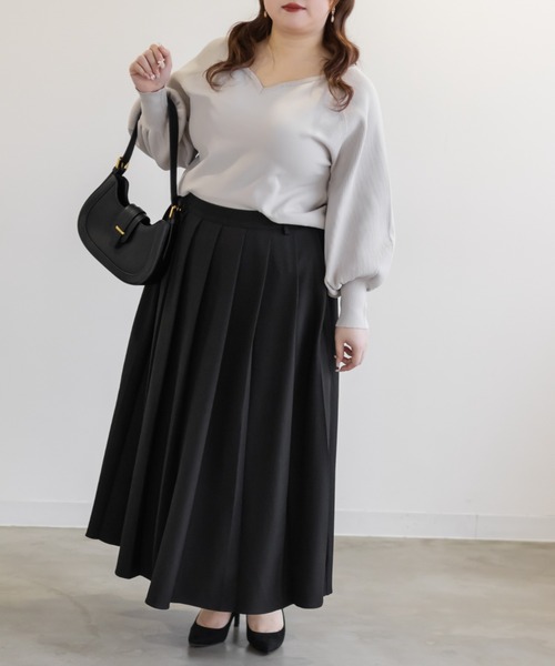 CLETTE(クレット)の「CLETTEオリジナルロングワイドプリーツスカート(スカート・レディース・ブラック/ベージュ/チャコールグレー・3L/LL/4L)」の7枚目の写真