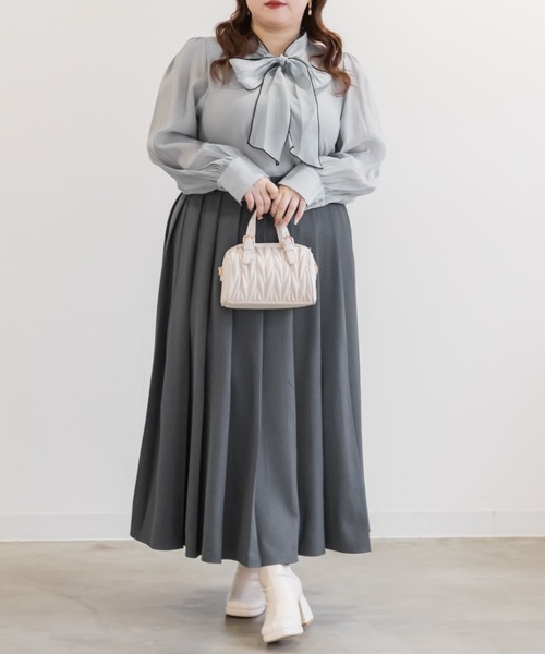 CLETTE(クレット)の「CLETTEオリジナルロングワイドプリーツスカート(スカート・レディース・ブラック/ベージュ/チャコールグレー・3L/LL/4L)」の9枚目の写真